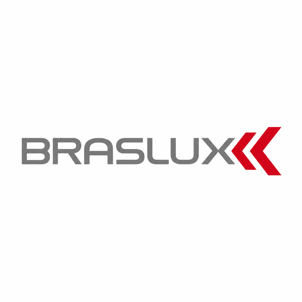 logo braslux com chevron vermelho